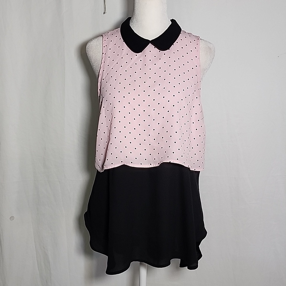 Elle Pink and Black Polka Dot Sleeveless Top